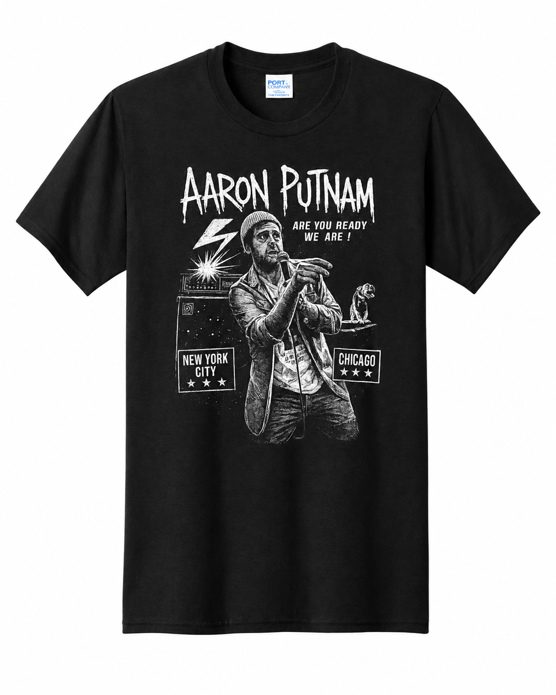 Aaron Putnam Handbill Style New York and Chicago T-Shirt