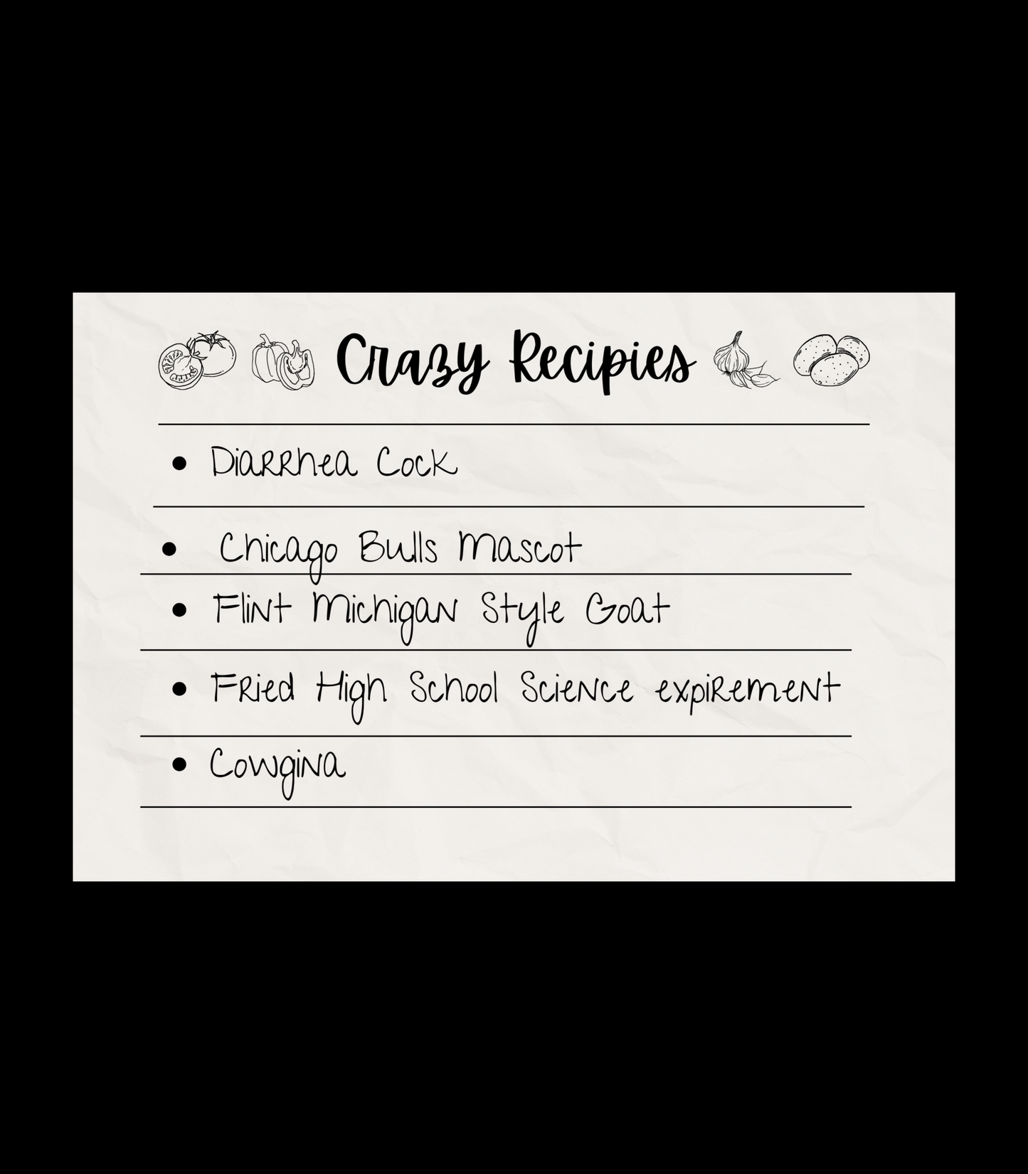 "Crazy Recipes" Gus Horn Instagram Inspired T-Shirt
