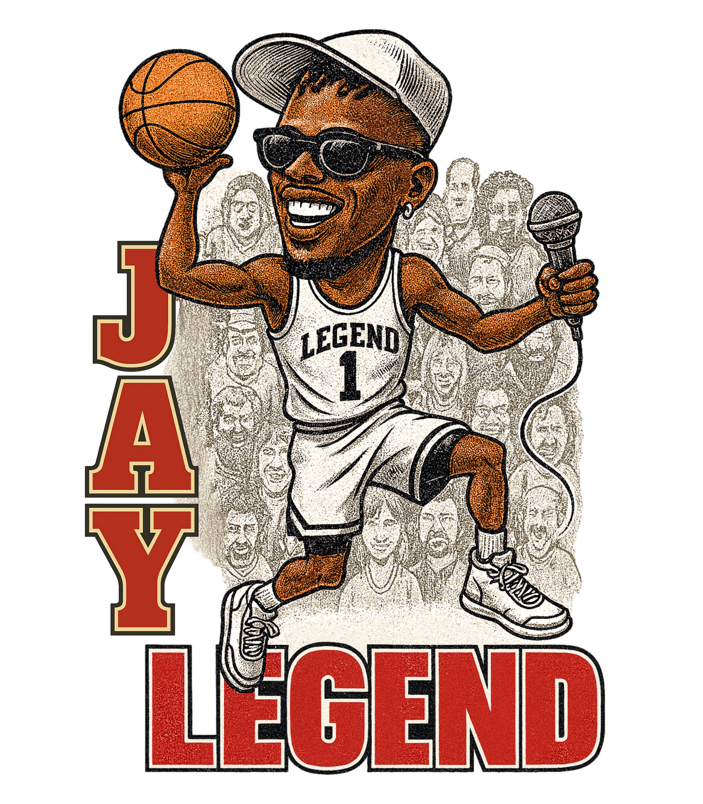 Jay Legend 90's Basketball Caricature Comedian T-shirt