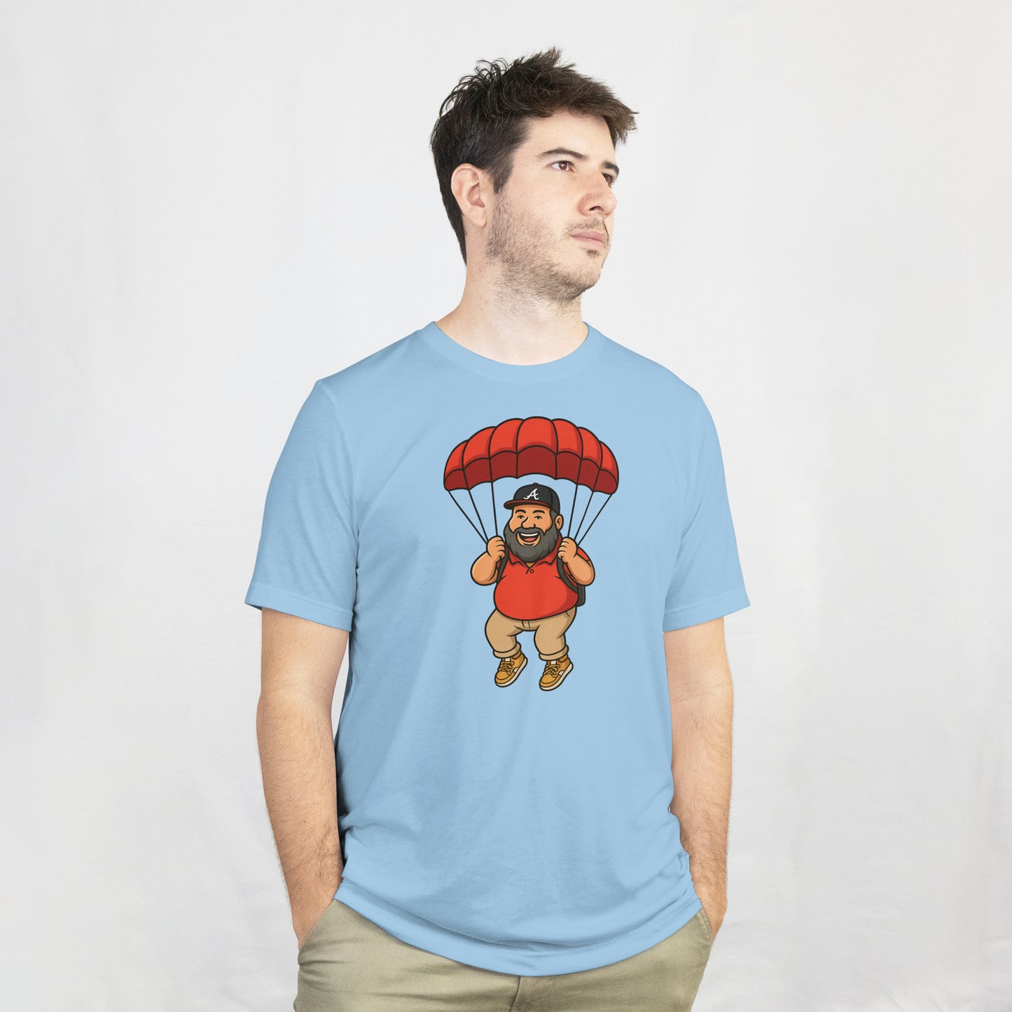 "Too Fat For Gravity" Gus Horn Parachuting Logo T-Shirt