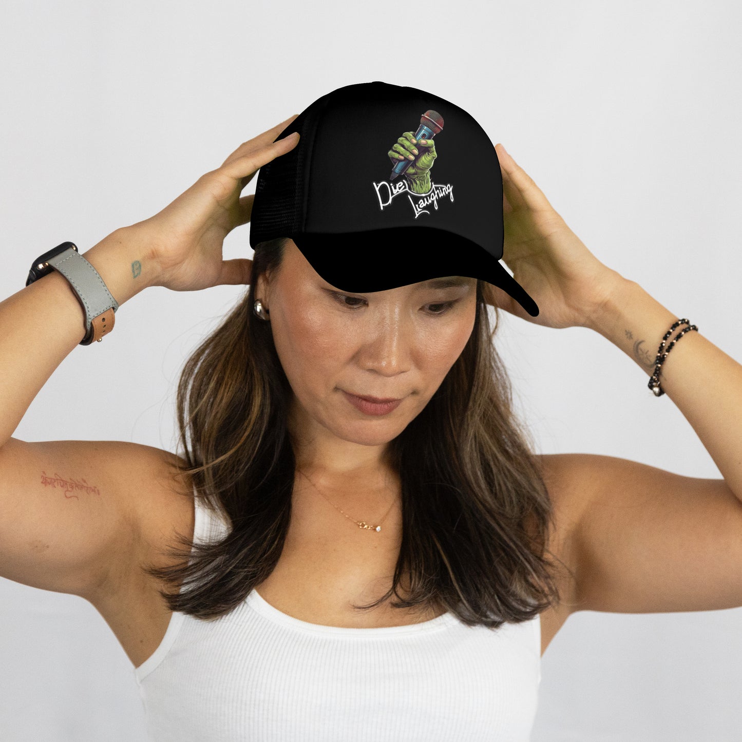 Die Laughing Comedy Microphone Mesh Back Structured Cap