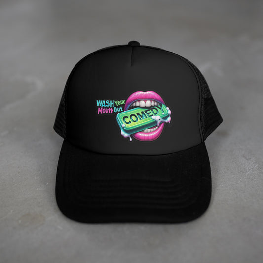 Wash Your Mouth Out Comedy Black Trucker Cap