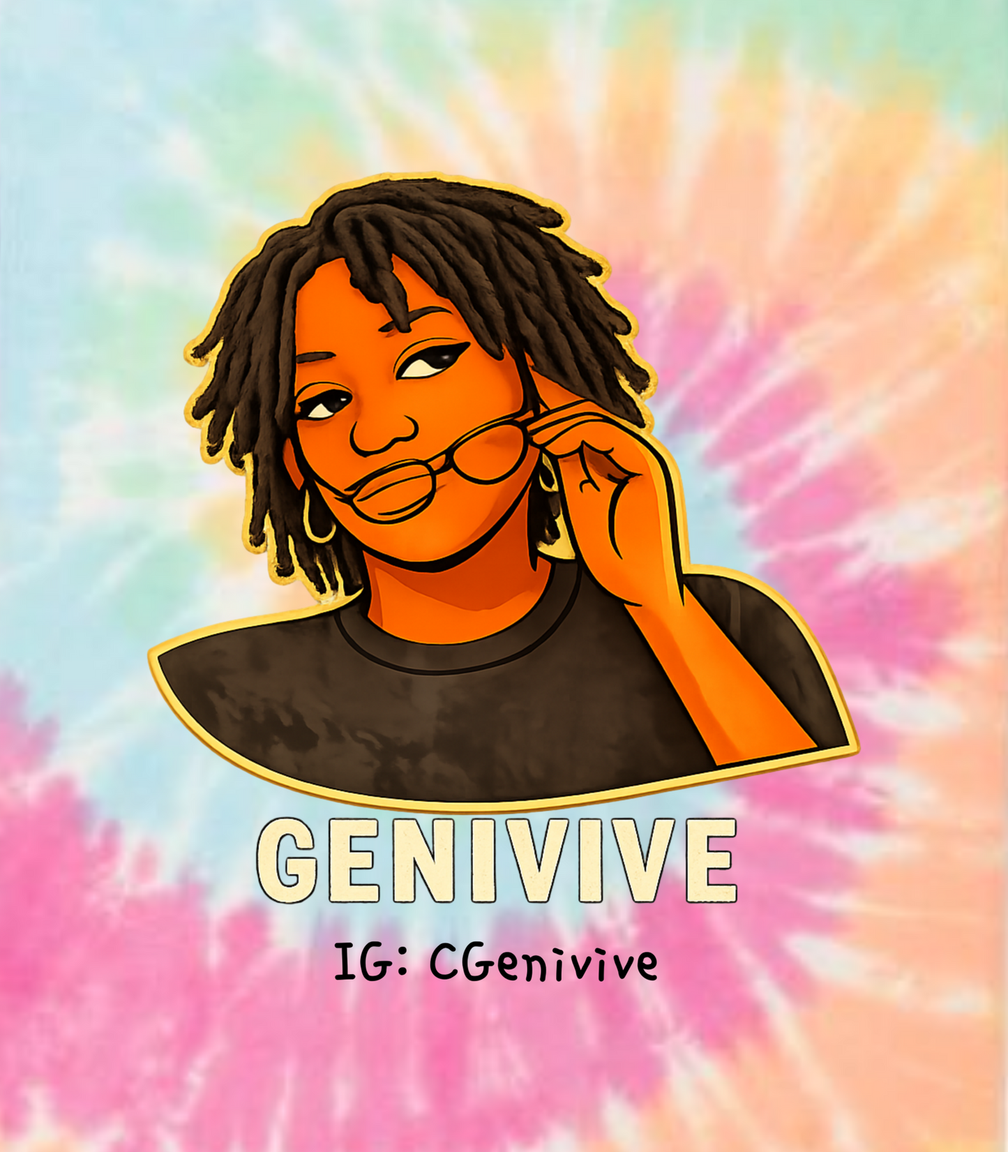 Genivive Clinton Illistration Tie-Dye T-Shirt