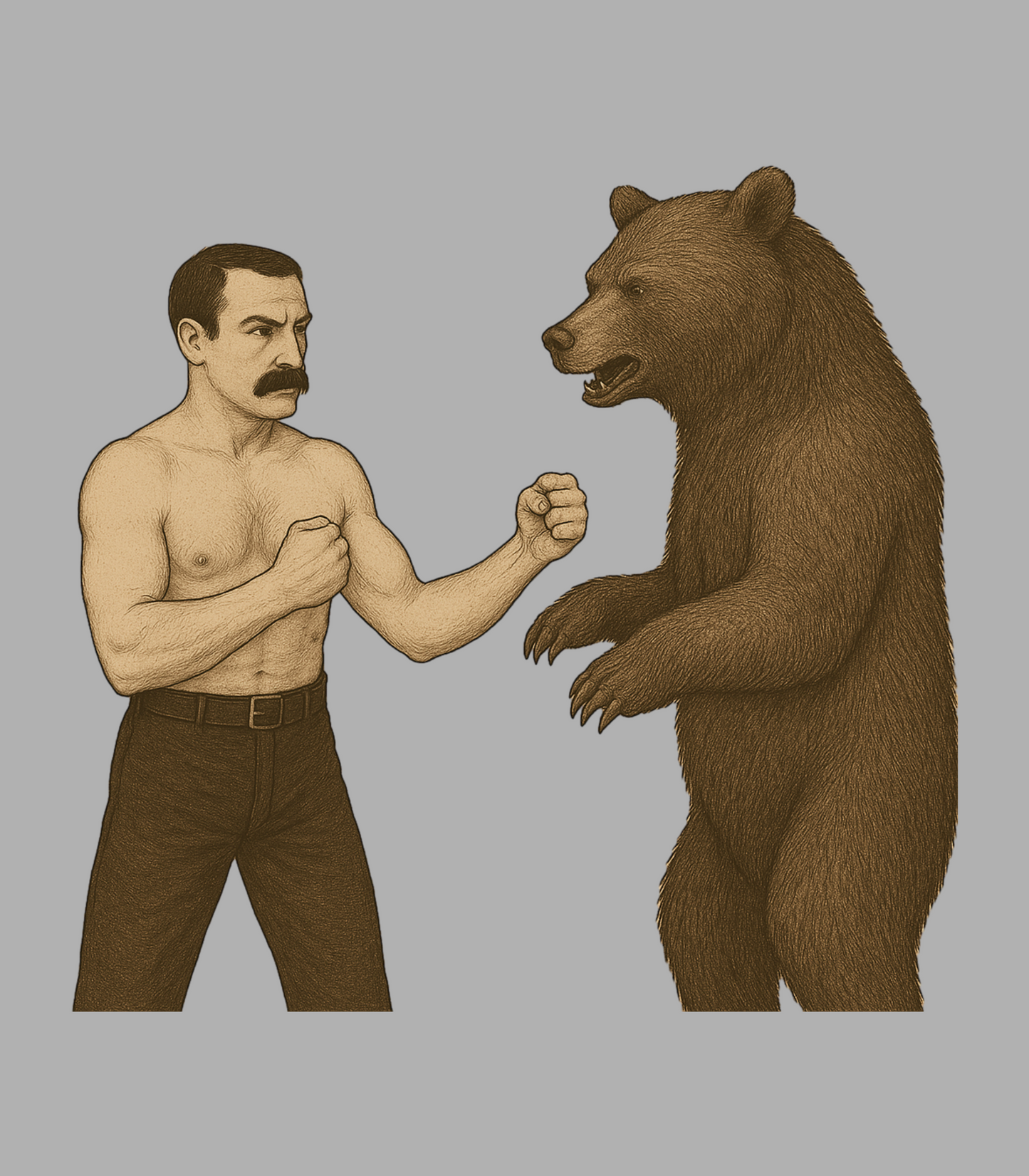 Vintage Boxer Bear Vs. Shaner Bare Knuckles Inspired T-Shirt