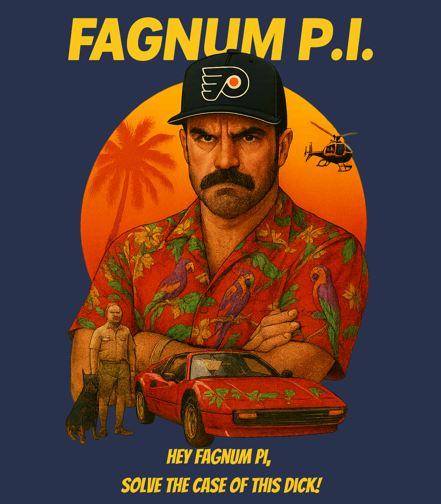 Fagnum P.I. Ryan Shaner Parody 80's Magnum P.I. Inspired T-Shirt