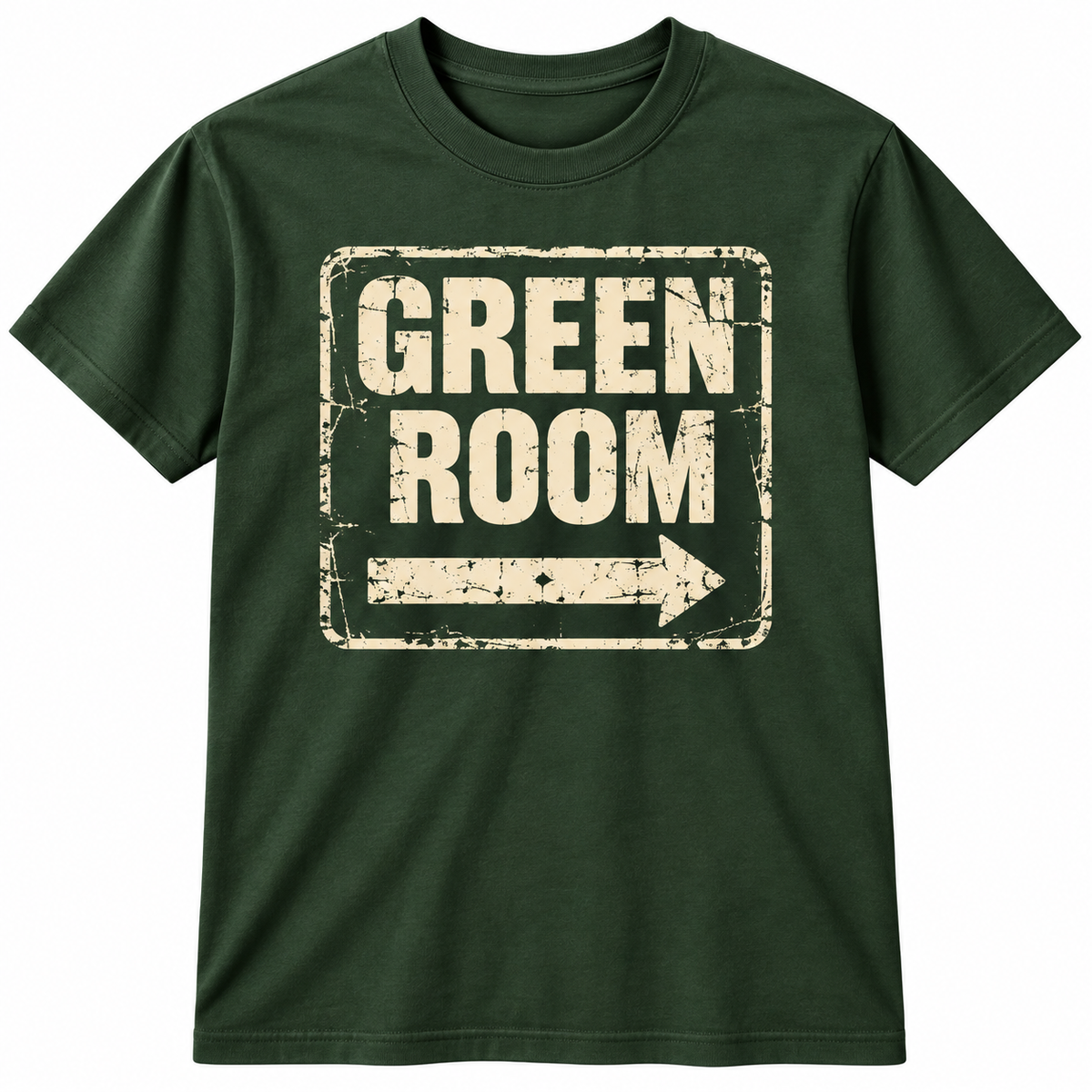 Forest Green Green Room vintage backstage arrow sign T-shirt