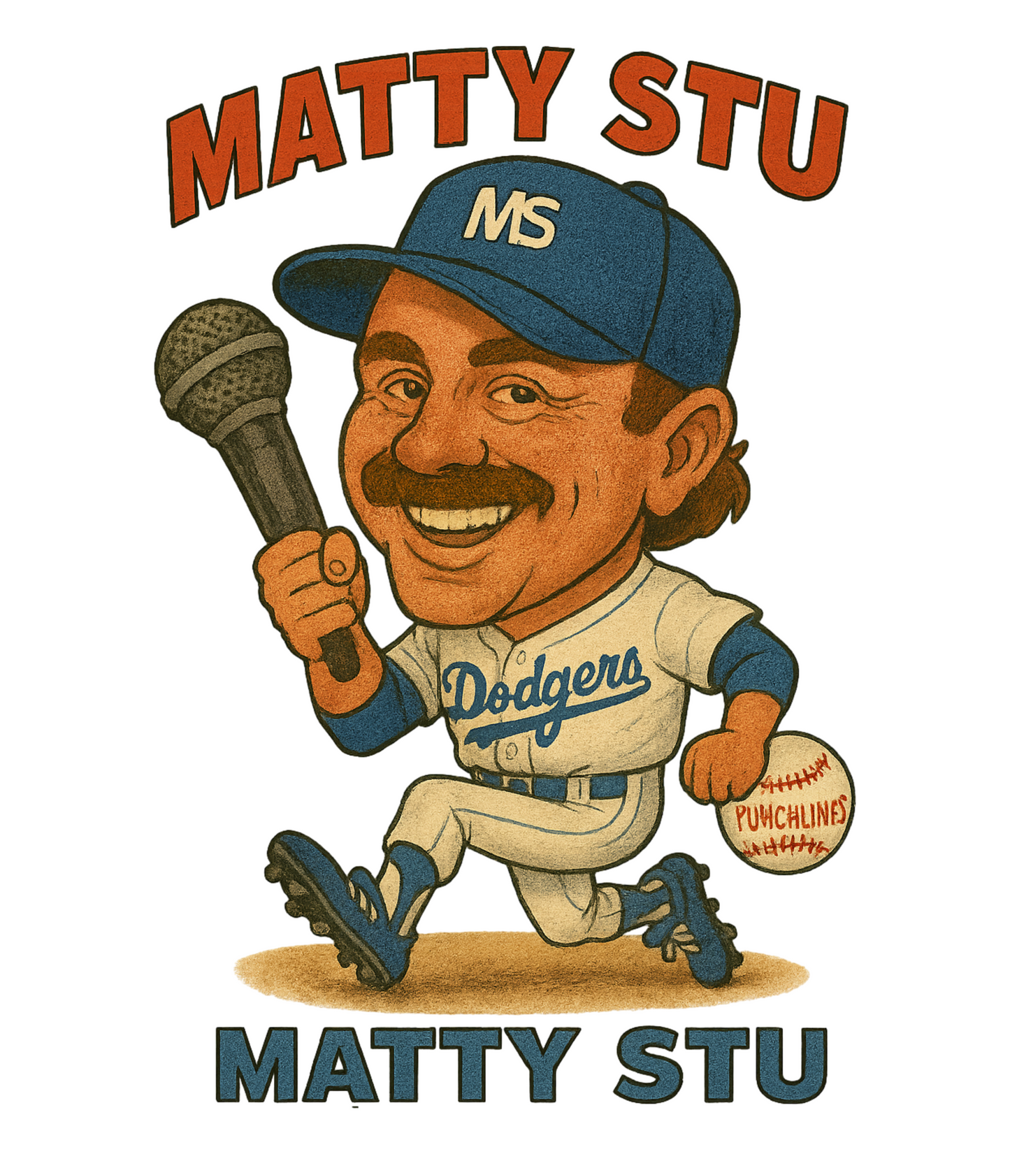 Matty Stu Dodgers Baseball Comic Inspired T-Shirt