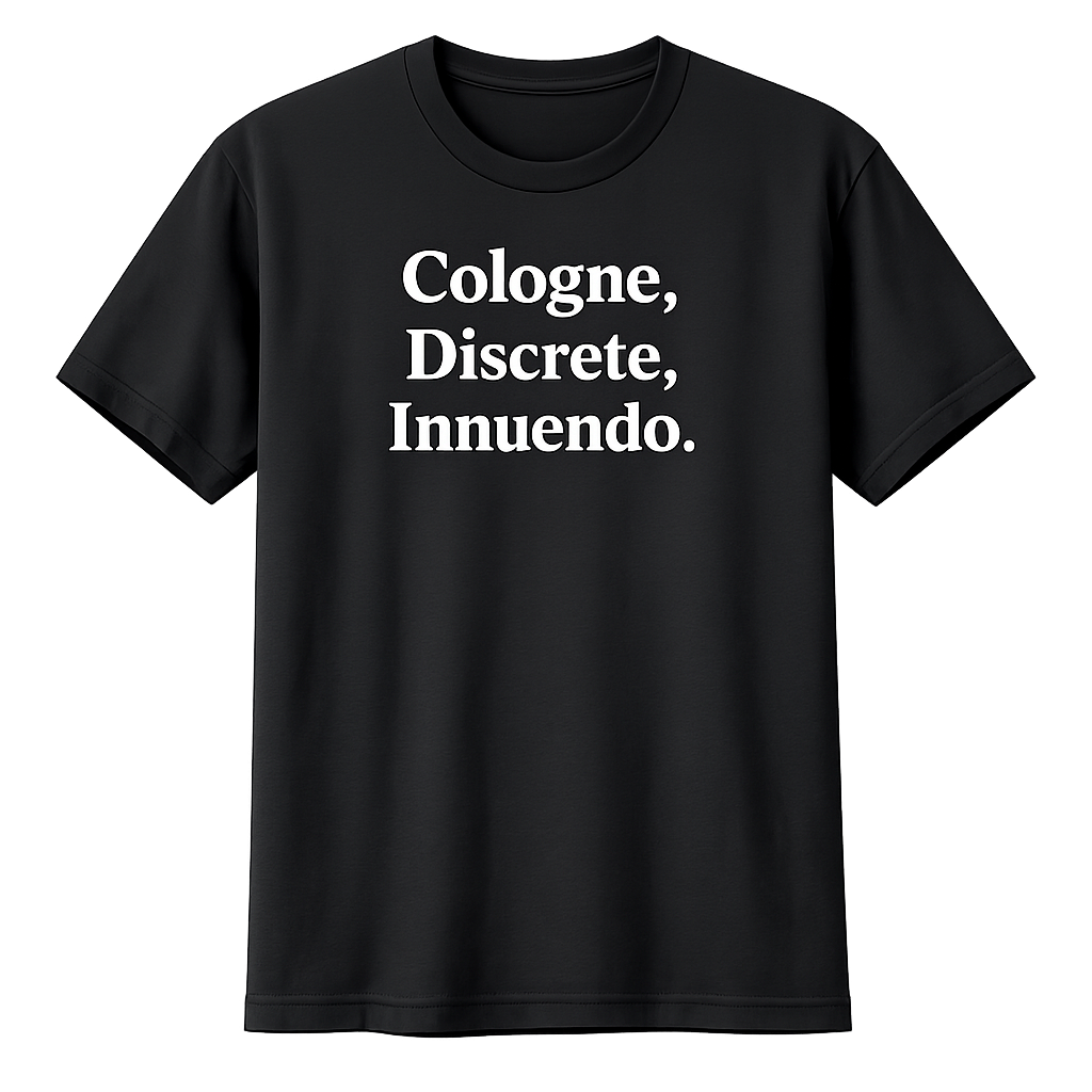 Jay Legend – "Cologne. Discrete. Innuendo." Tee