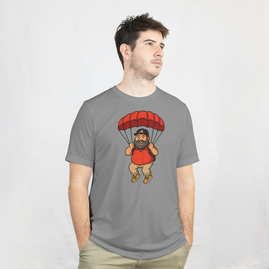 "Too Fat For Gravity" Gus Horn Parachuting Logo T-Shirt