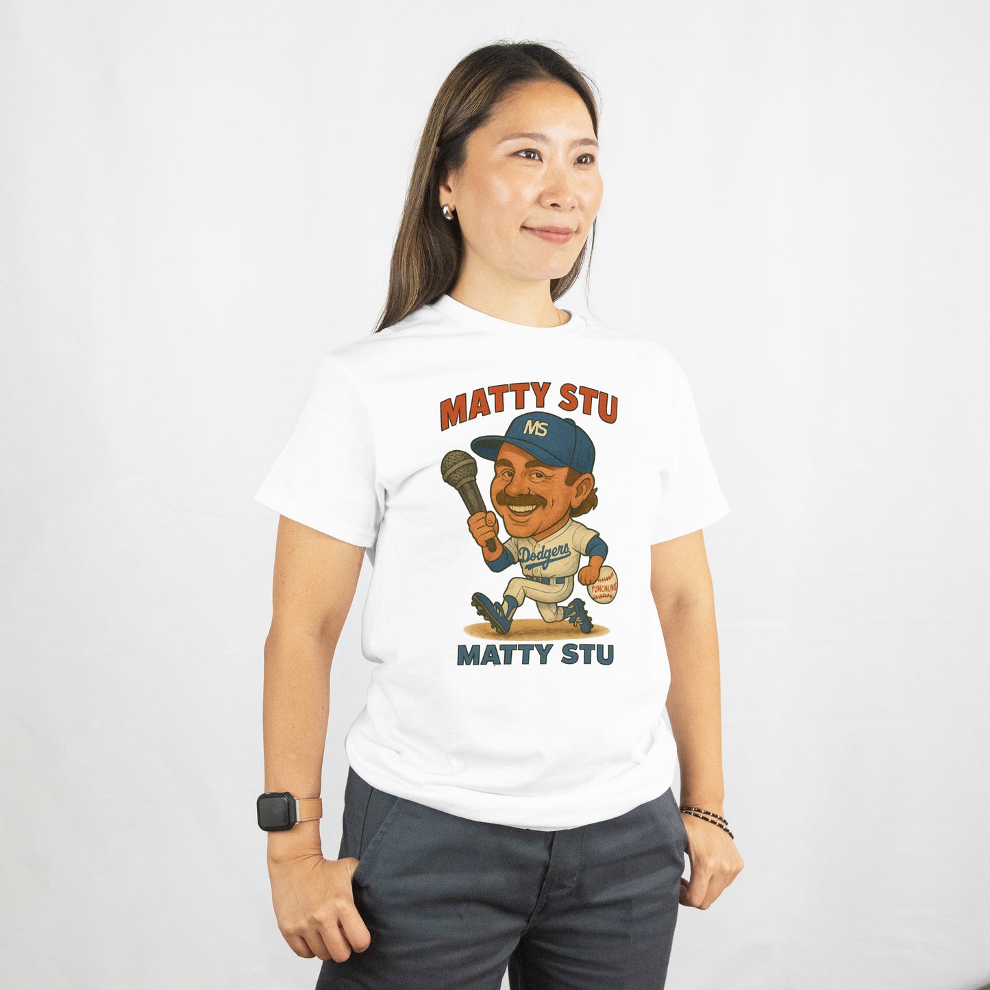 Matty Stu Dodgers Baseball Comic Inspired T-Shirt