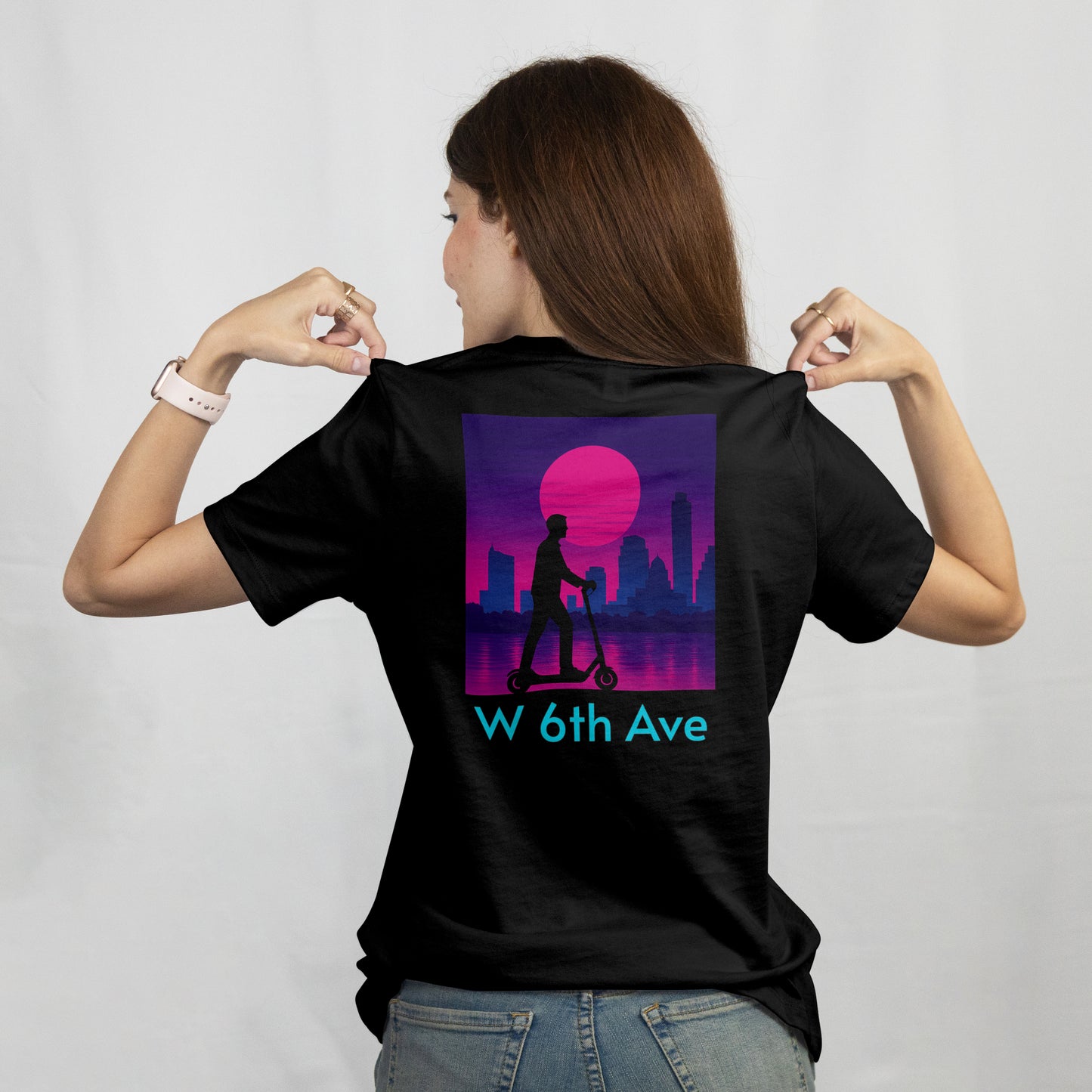 Austin Sunset Scooter Matty Stu W 6th Ave Inspired T-Shirt