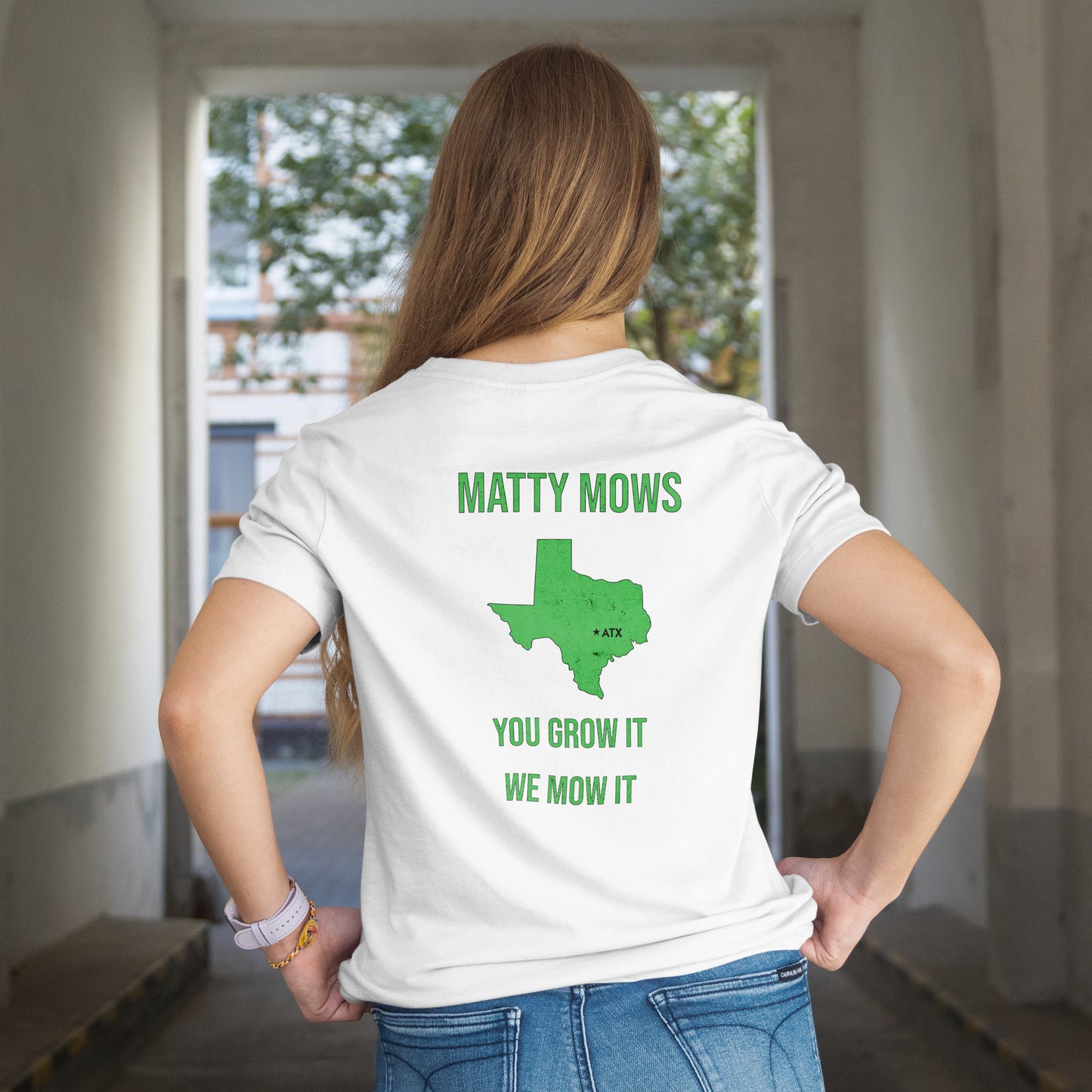 Austin Texas Matty Mows "YOU GROW IT WE MOW IT" T-Shirt