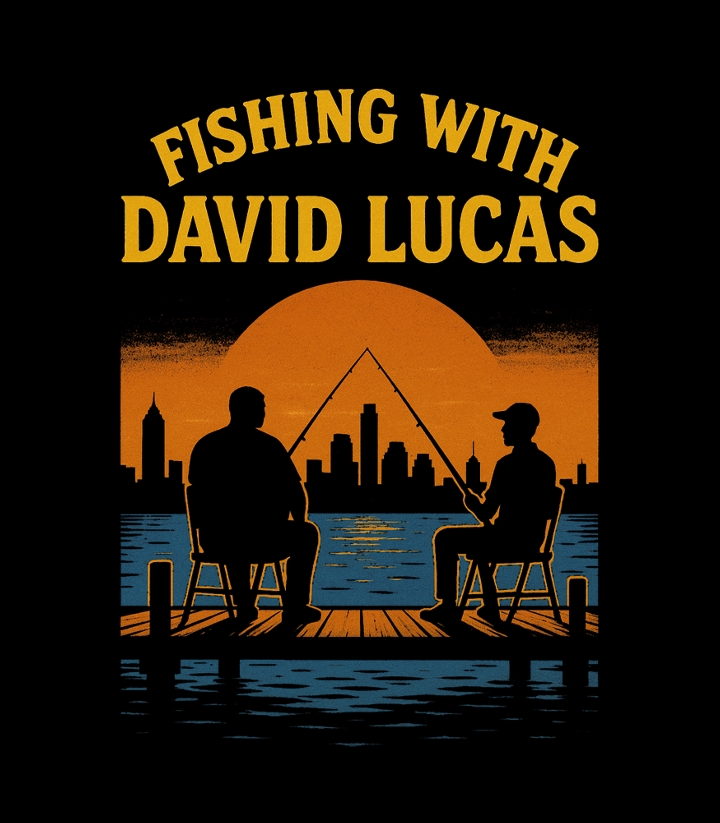 Fishing With David Lucas "Sunset Dock Fishing" Comedy T-Shirt