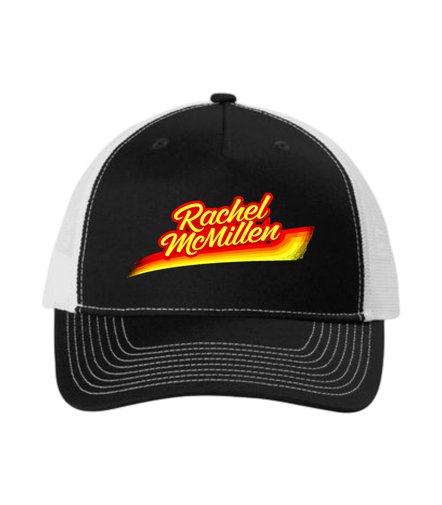 Rachel McMillen Official Logo Black/White Mesh Back Trucker Cap