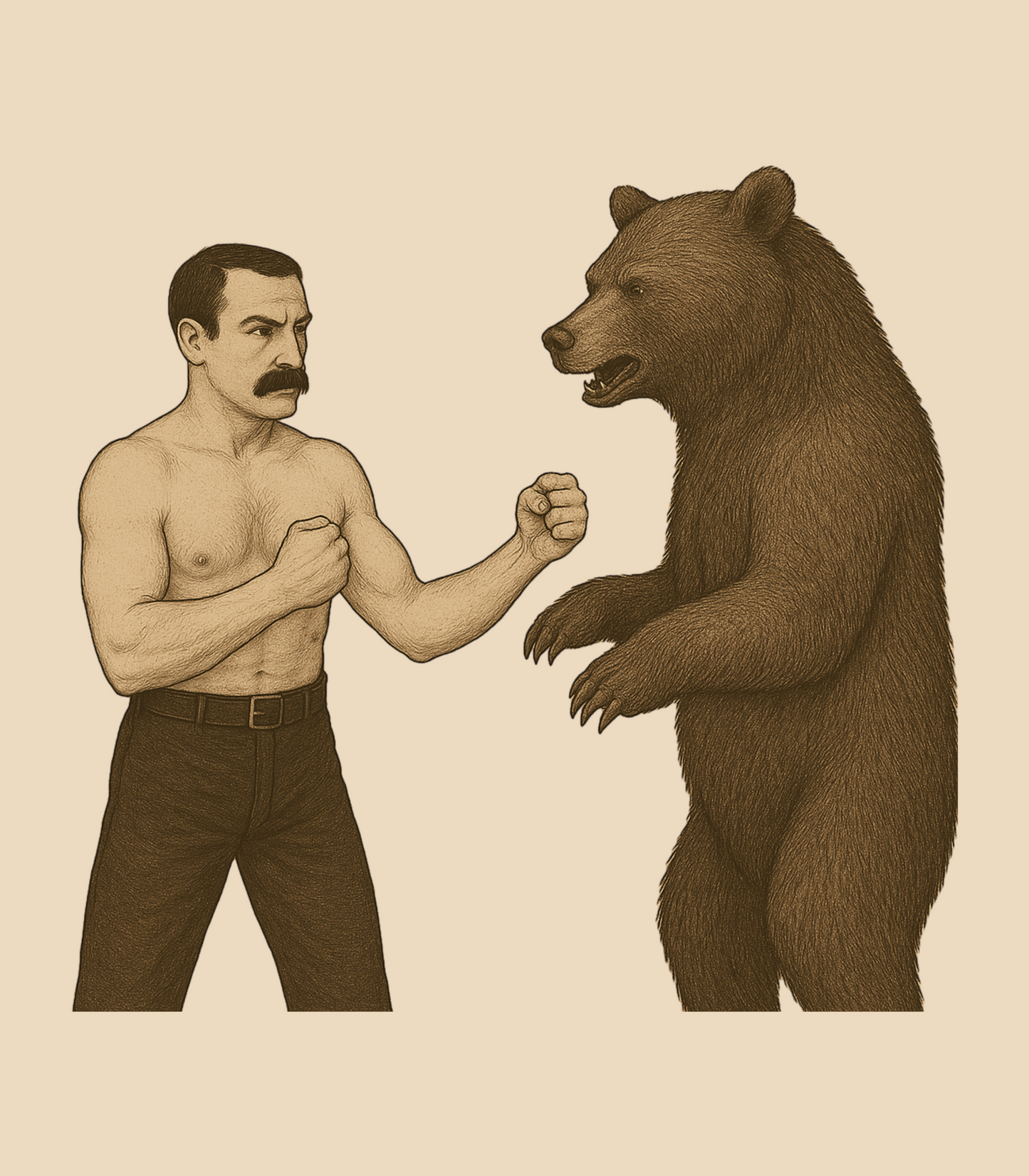 Vintage Boxer Bear Vs. Shaner Bare Knuckles Inspired T-Shirt