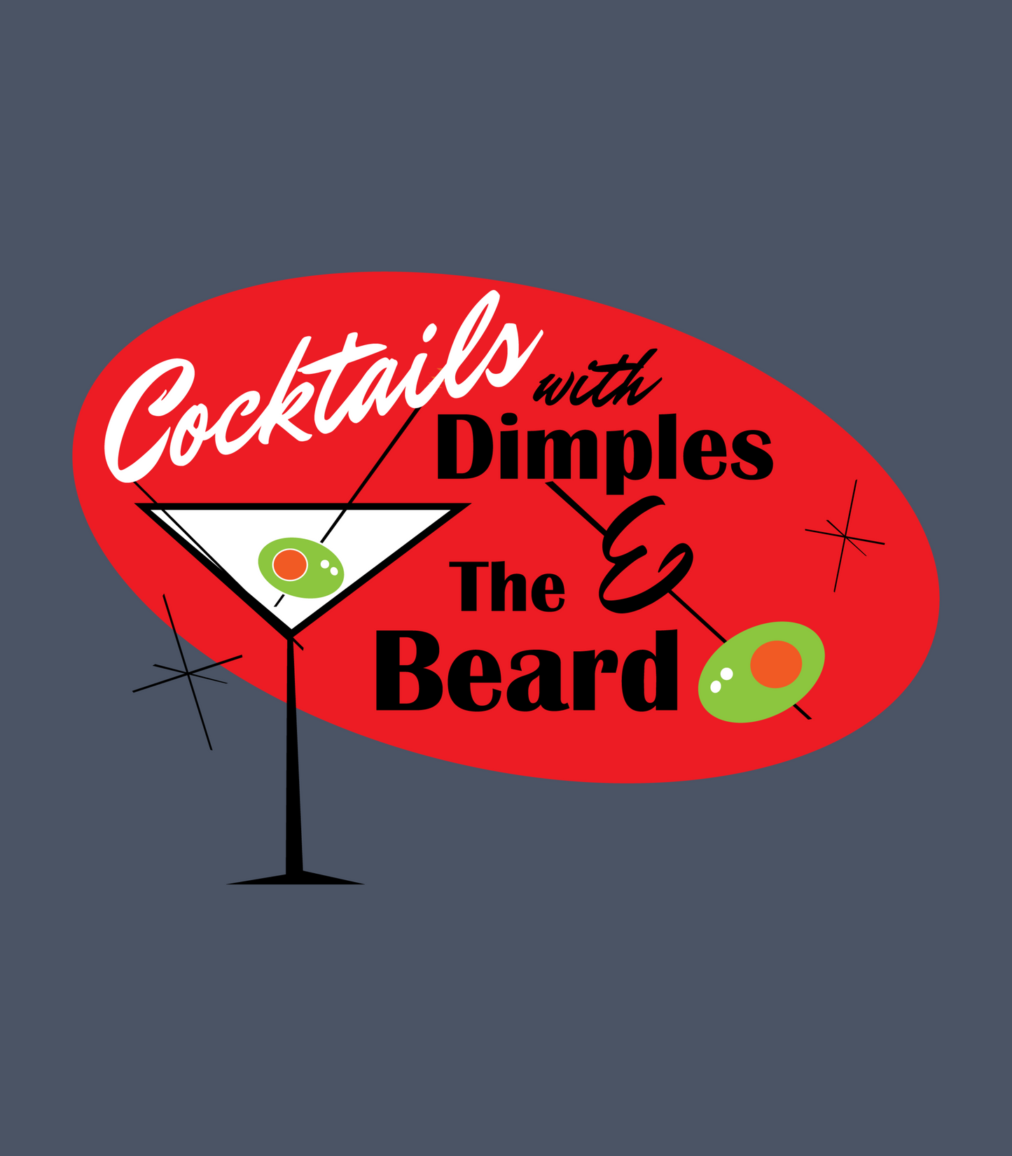 Cocktails with Dimples & the Beard – Hooded Sweatshirt Pullover Hoodie