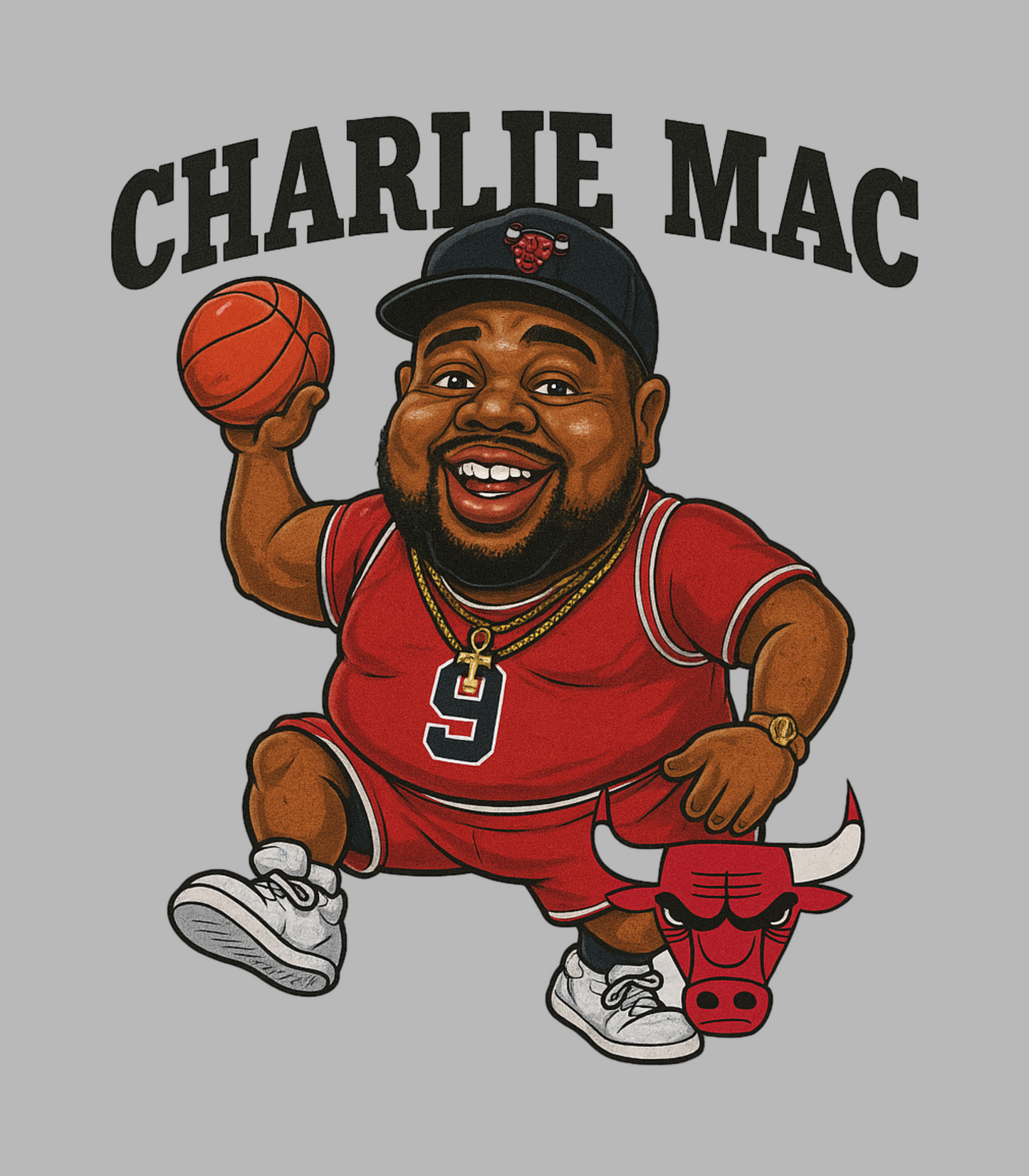 Charlie Mac Chicago Bulls Caricature T-Shirt