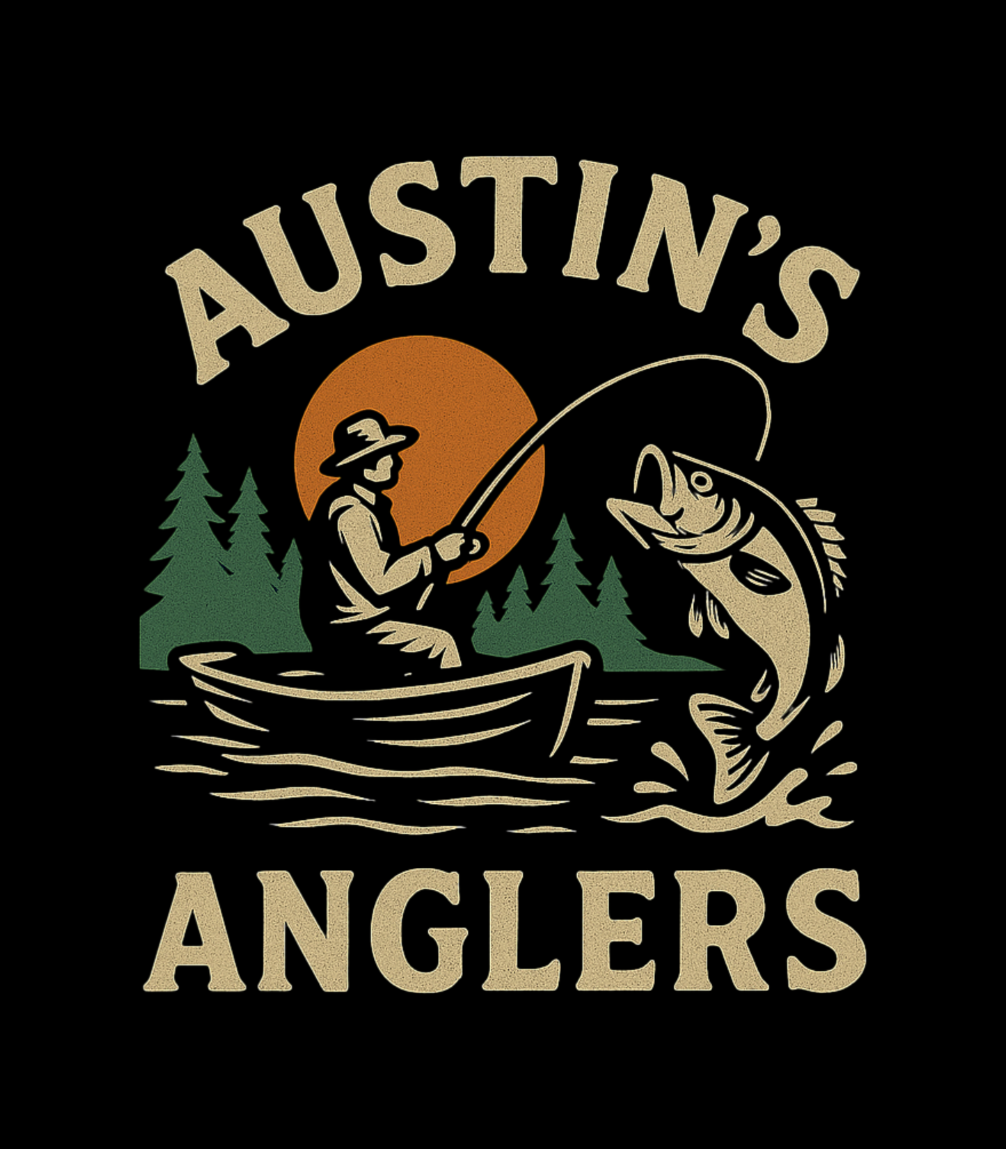 Austin's Anglers "Sunset Hook" Fishing T-Shirt Austin Young Comedy T-Shirt