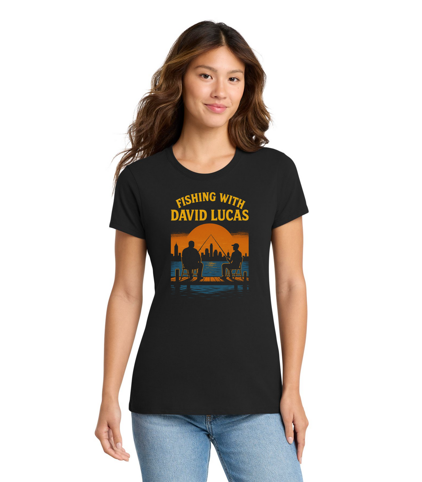 Fishing With David Lucas "Sunset Dock Fishing" Comedy T-Shirt