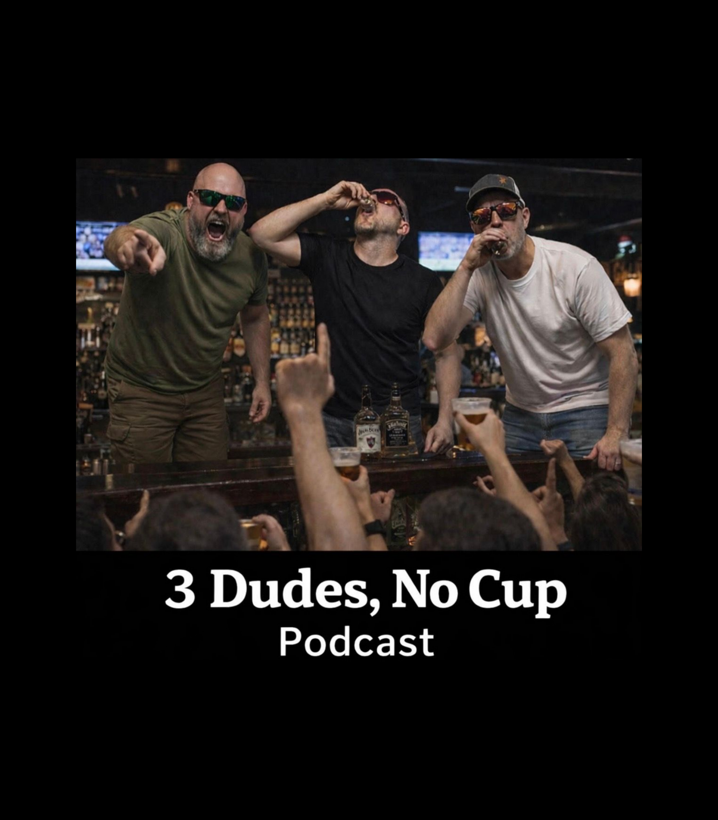 “ 3 Shots Deep” 3 Dudes No Cup Podcast T-Shirt