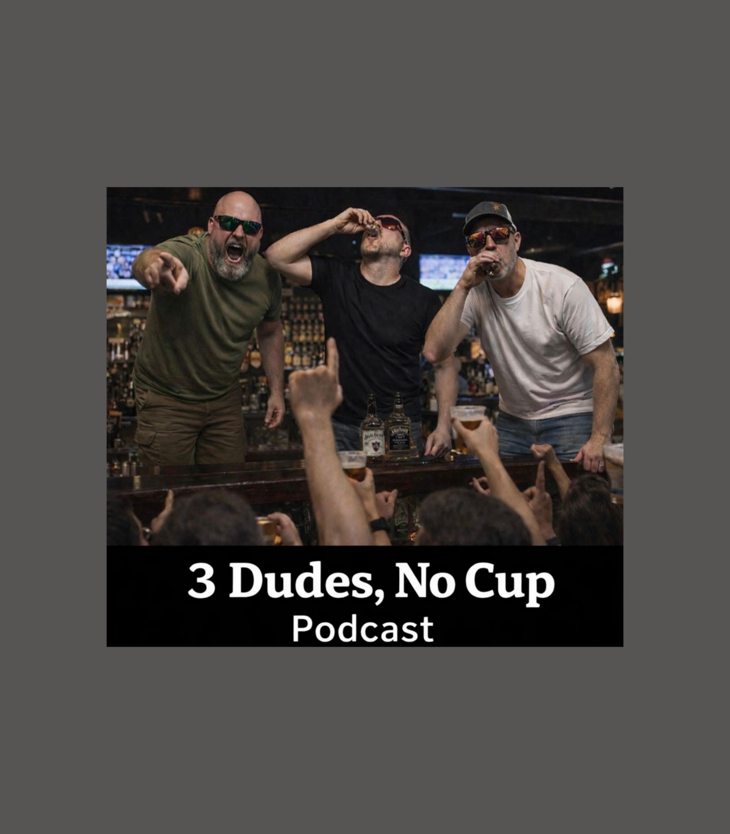 “ 3 Shots Deep” 3 Dudes No Cup Podcast T-Shirt