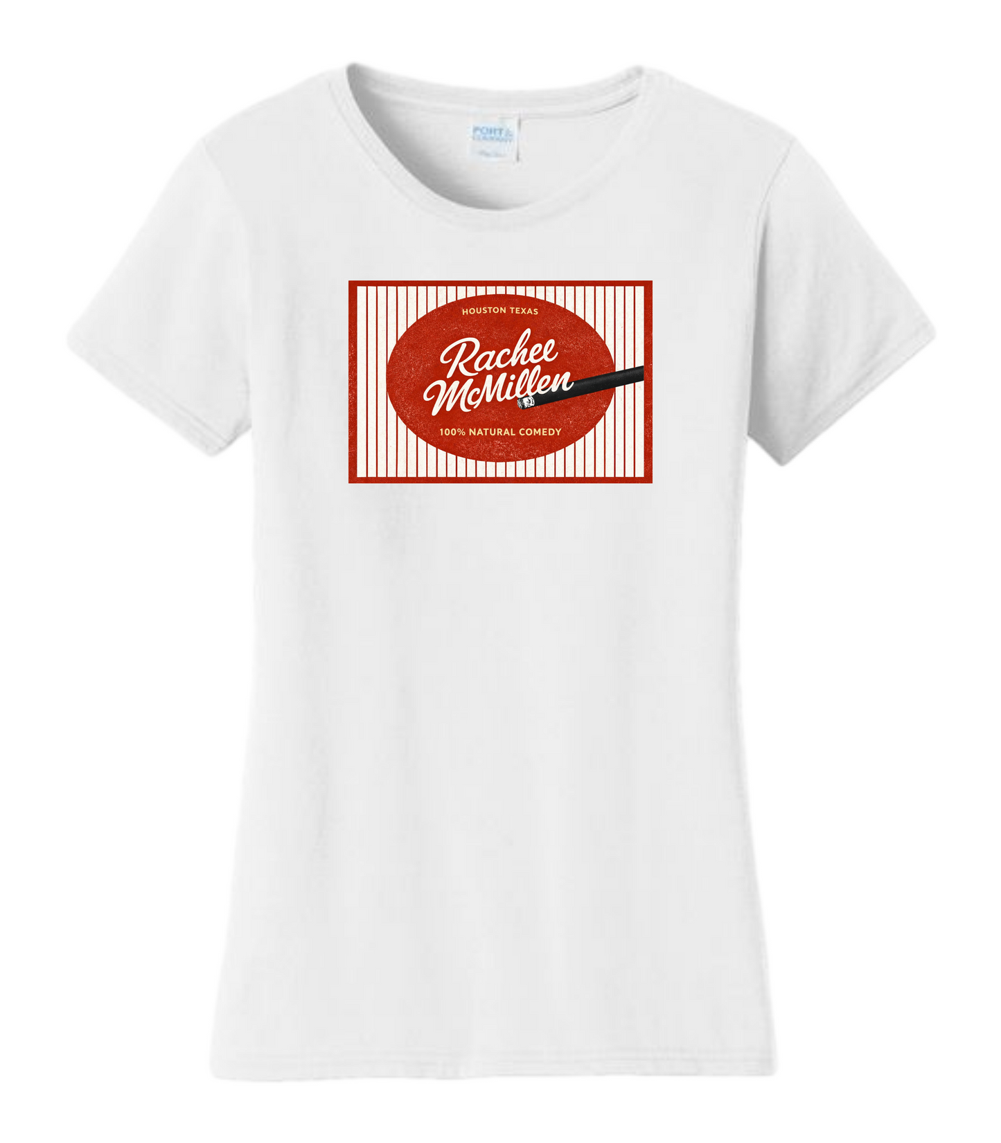 Rachel McMillen Comedy Cigarette Ad Homage Logo T-Shirt