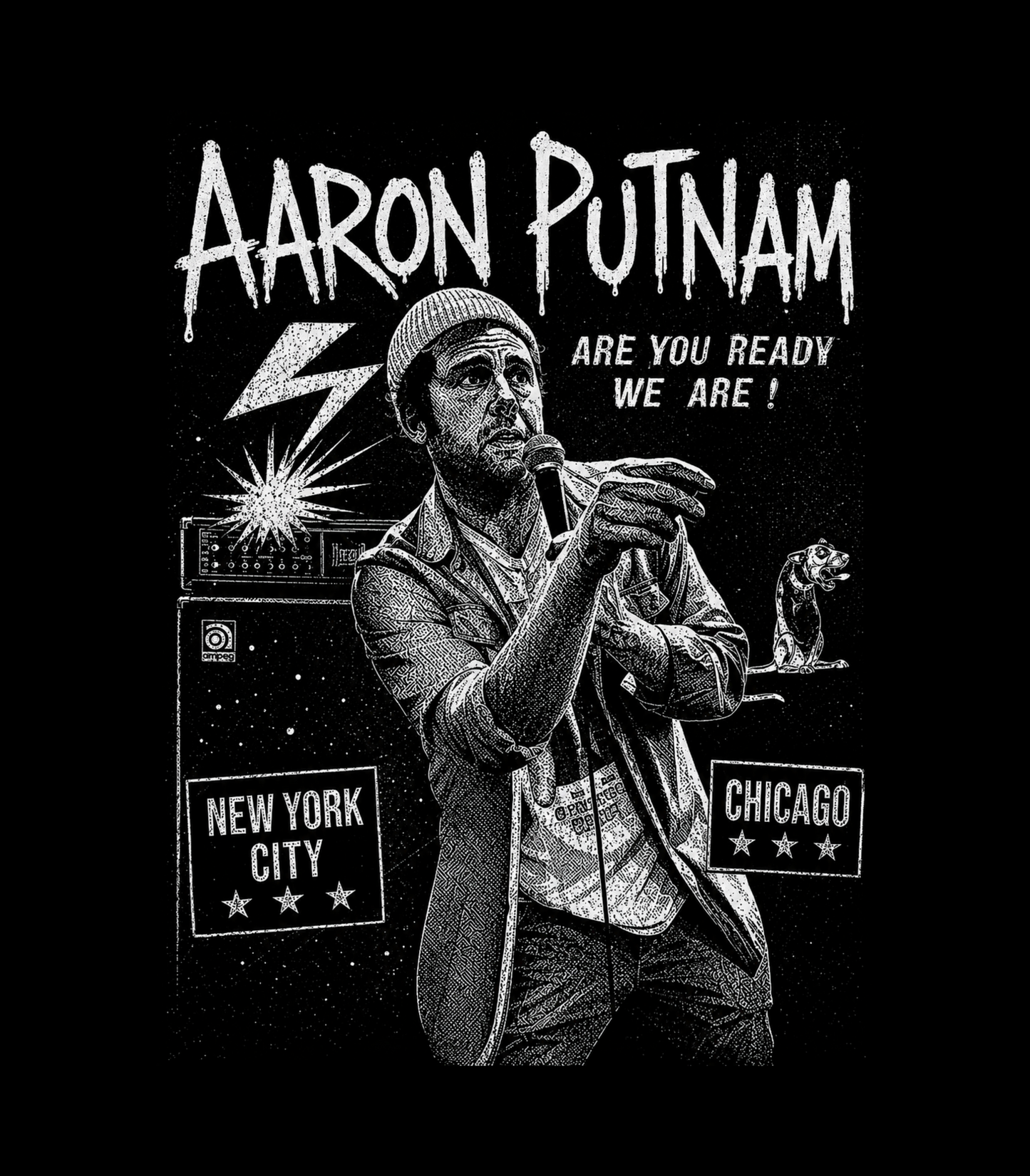 Aaron Putnam Handbill Style New York and Chicago T-Shirt