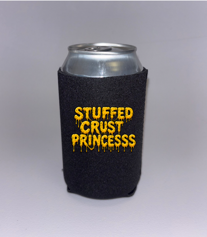 Stuffed Crust Princess Black Neoprene Drink Can Hugger