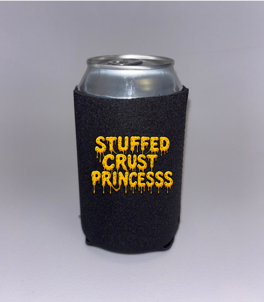 Stuffed Crust Princess Black Neoprene Drink Can Hugger
