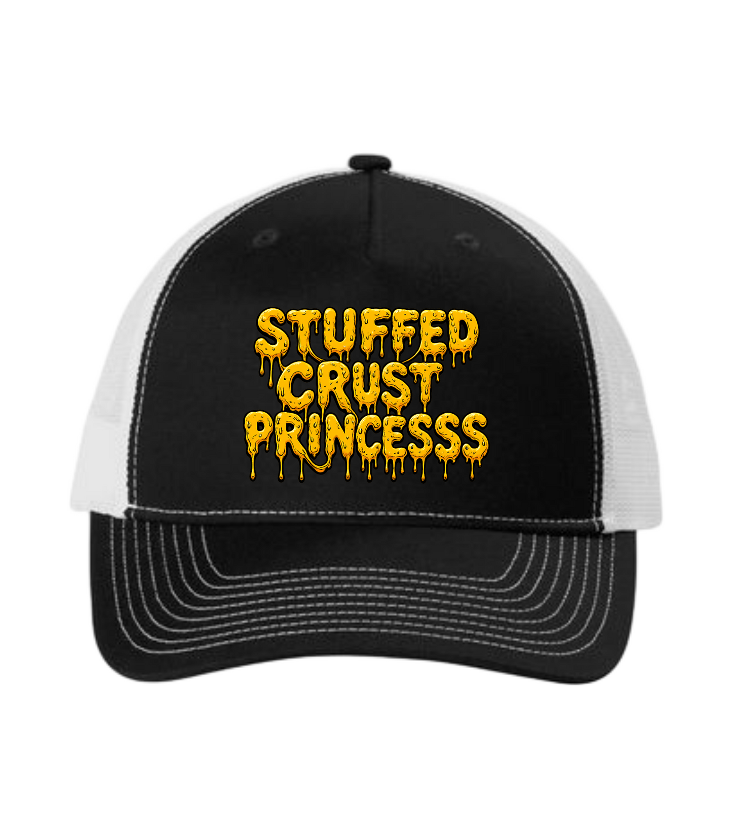 Stuffed Crust Princess Black/White Mesh Back Trucker Hat
