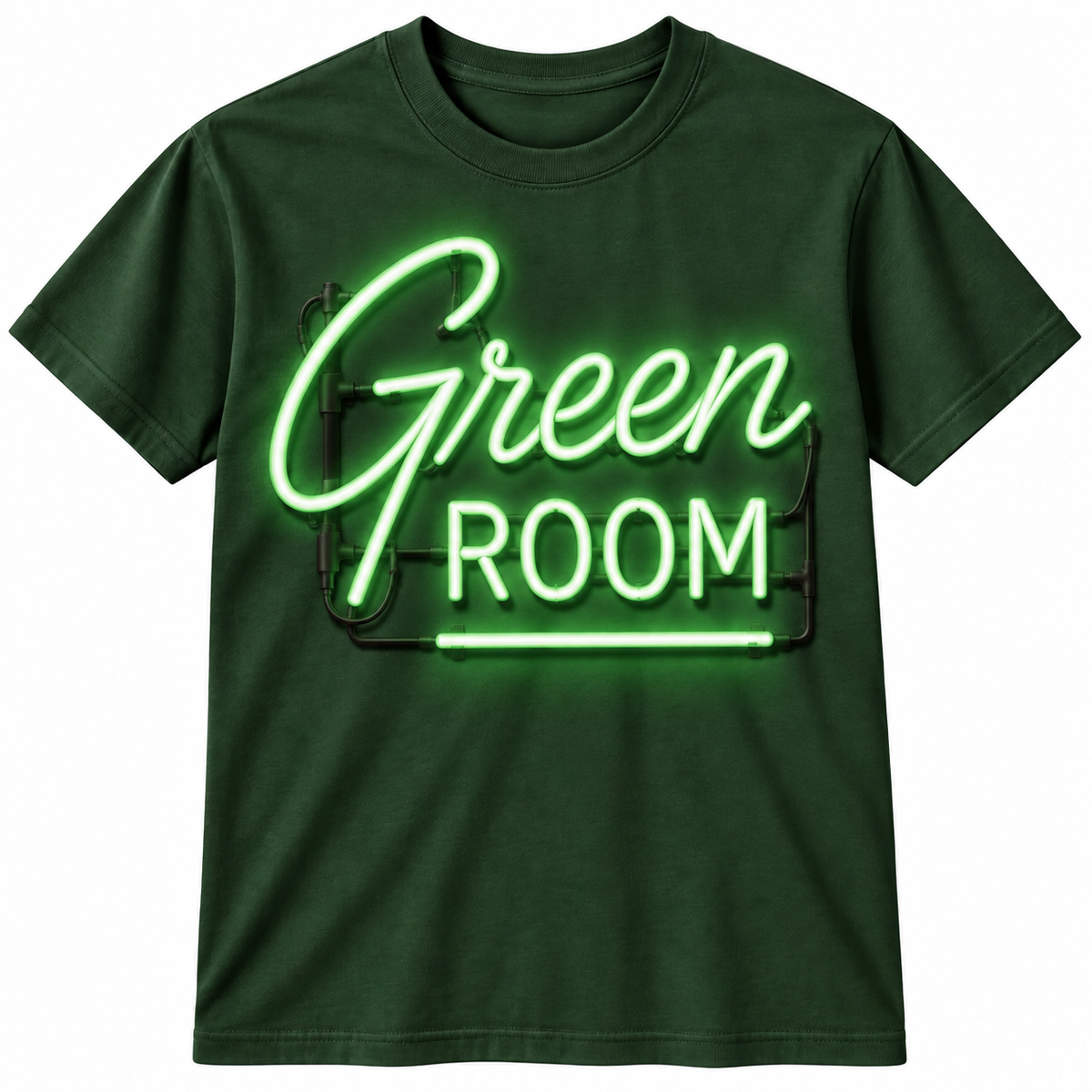 Green Room neon forest green front T-shirt