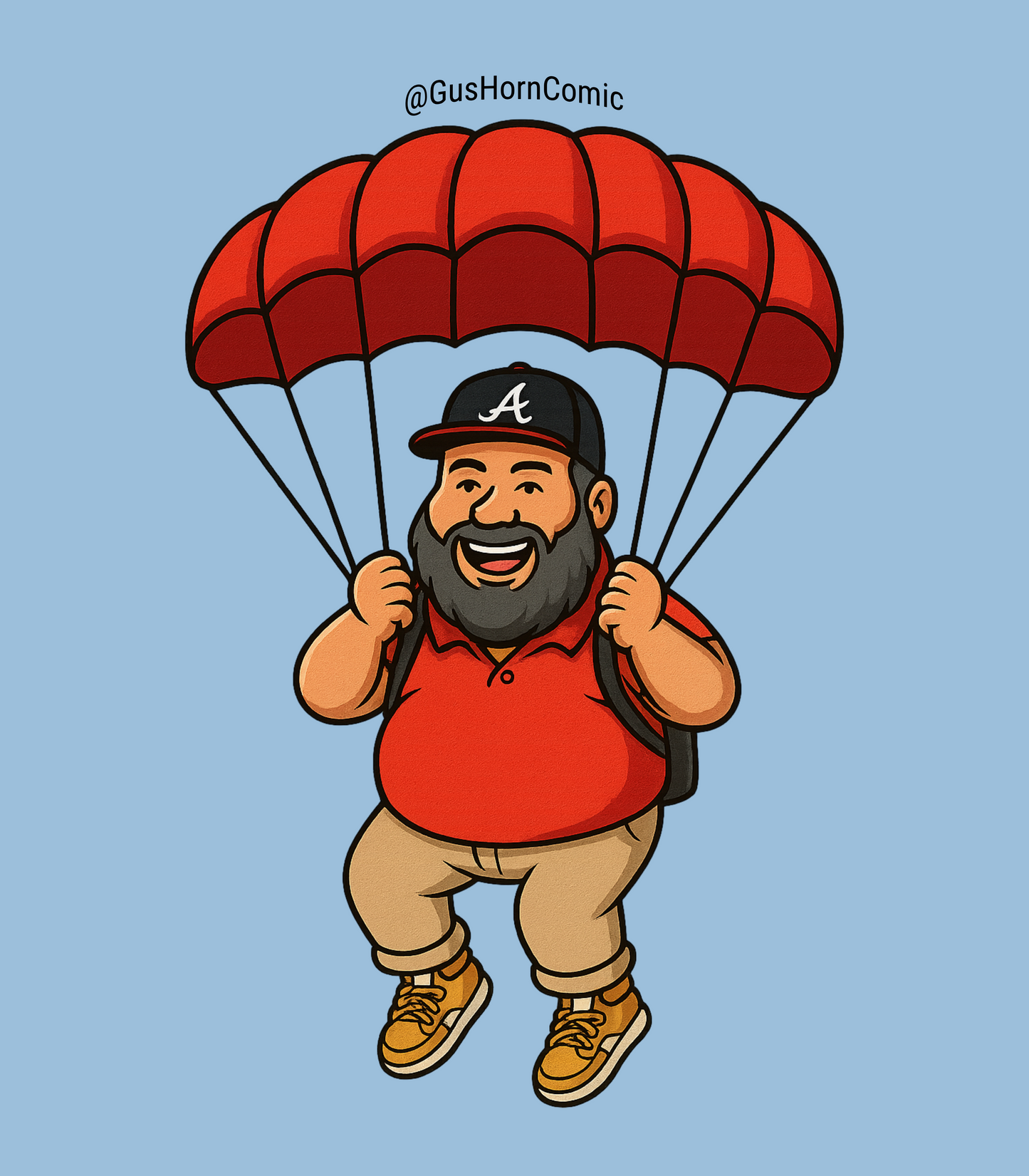 "Too Fat For Gravity" Gus Horn Parachuting Logo T-Shirt
